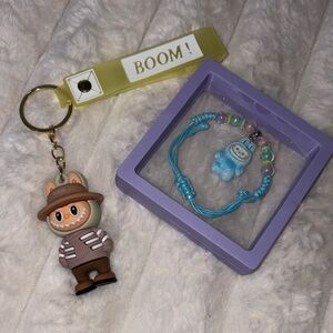 Labubu character keychain and bracelet set. NEW
